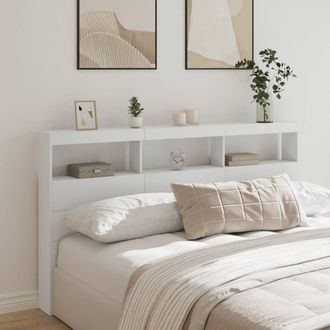 Berkfield Home Headboard Cabinet with LED White 180x17x102 cm | Size: 180 x 17 x 102 cm