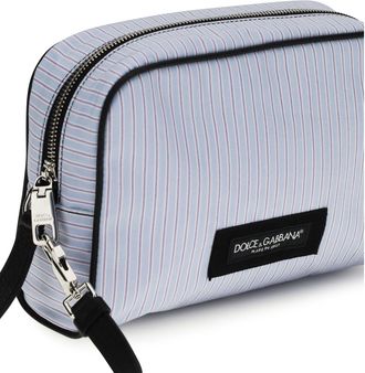 Dolce & Gabbana Mens Handbag Striped Poplin And Leather Multicolour-Light Blue Cotton Handbags Multicolour/light Hand Bags