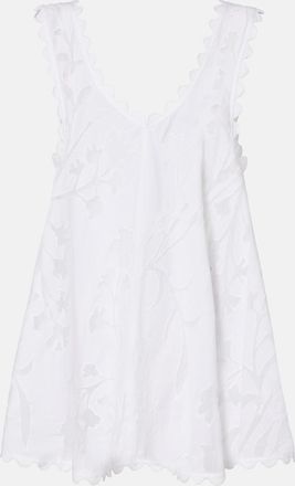 Juliet Dunn Embroidered scalloped cotton minidress