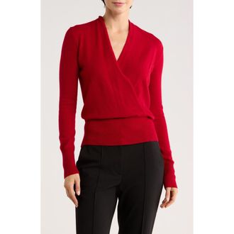 Sofiacashmere Cashmere Faux Wrap Sweater in Dark Red at Nordstrom Rack, Size Large