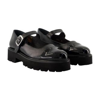 Carel Womens Team Mary Jane Flat Black Calfskin