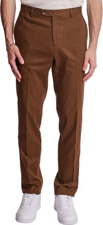 Paisley & Gray Downing Slim Flat Front Linen Blend Dress Pants in Brown Linen at Nordstrom Rack, Size 30 X 32