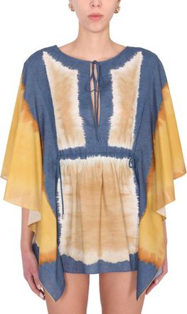 Alberta Ferretti Multicolor Tie-Dye Round Neck Mini Dress
