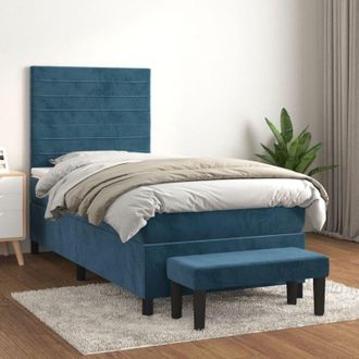 vidaXL Vidaxl - Cama Box Spring Con Colch&oacute;n Terciopelo Azul Oscuro 90x190 Cm