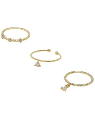 Ettika 18K Plated Crystal Set Of 3 Rings