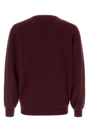 Brunello Cucinelli Mens Melange Burgundy Cashmere Sweater Borgogna+grigio Exterior: Maglieria