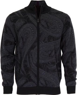 Lords of Harlech Frederick Merino Wool Full Zip Cardigan in Badalona Charcoal at Nordstrom, Size Xx-Large
