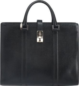 Gucci Vintage Handbag Leather Black Leather Handbag (Pre-Owned)