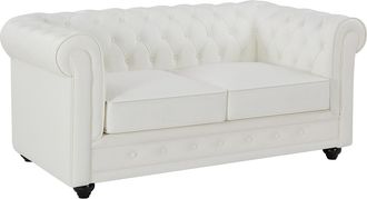 Vente-Unique Sof&aacute; de 2 plazas en cuero de b&uacute;falo blanco CHESTERFIELD