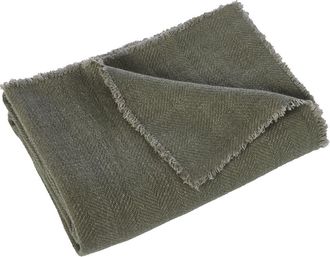 RENWIL Vernier Linen Throw Blanket in Olive at Nordstrom