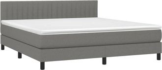 vidaXL Vidaxl - Cama Box Spring Colch&oacute;n Y Luces Led Tela Gris Oscuro 160x200 Cm