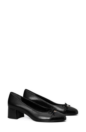 Tory Burch Cap Toe Pump in Perfect Black /Perfect Black at Nordstrom, Size 10.5