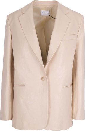 Andamane Tailored Oatmeal Vegan Leather Blazer