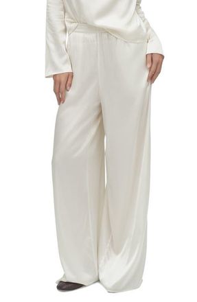 Favorite Daughter Tribeca Wide Leg Satin Pants in Ivory at Nordstrom, Size X-Small