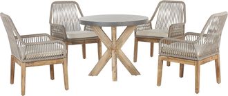Beliani Conjunto De Jard&iacute;n Mesa Cemento Reforzado Gris Claro Redonda Sillas Beige Moderno Olbia