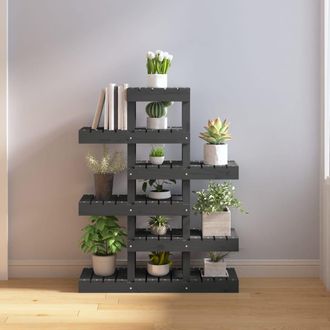 vidaXL Vidaxl - Soporte Para Plantas Madera Maciza Pino Gris 85x25x109,5 Cm