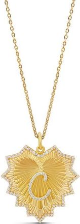 SHYMI Starburst Pav&eacute; Inital Pendant Necklace in Gold at Nordstrom