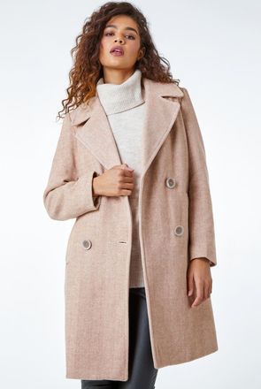 Roman Double Breasted Longline Textured Coat