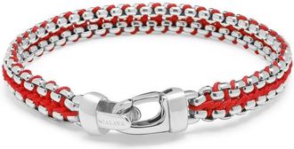 Nialaya Red Woven Box Chain Bracelet in Red /Silver at Nordstrom, Size X-Large