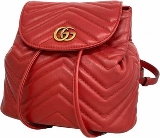 Gucci Red Color Leather Backpack (Pre-Owned)