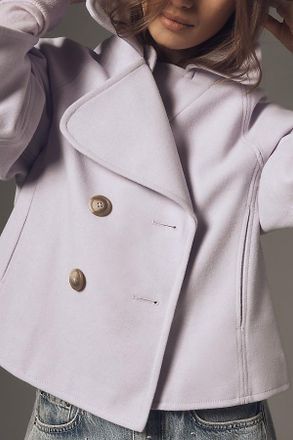 Maeve Cropped Swingy Wool-Blend Peacoat Jacket