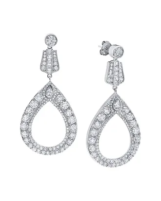 Crislu Platinum Over Silver Cz Large Drop Earrings