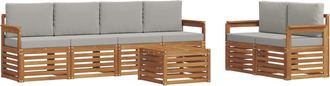 vidaXL Conjunto De Sof&aacute;s De Exterior 7 Uds. Natural Y Gris Claro Vidaxl