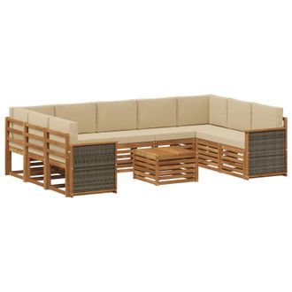 vidaXL Conjunto De Sof&aacute;s De Exterior 10 Uds. Natural Vidaxl