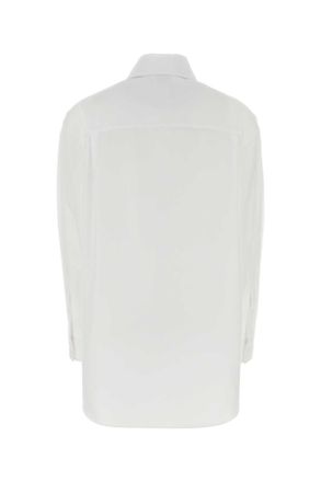 Alexander McQueen Womens White Poplin Shirt Opticalwhite Exterior: Cotton Camicie