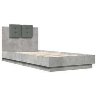vidaXL Vidaxl - Cama Con Cabecero Madera De Ingenier&iacute;a Gris Hormig&oacute;n 100x200 Cm