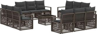 vidaXL Conjunto De Sof&aacute;s De Jard&iacute;n 13 Uds. Gris Rat&aacute;n Sint&eacute;tico Vidaxl