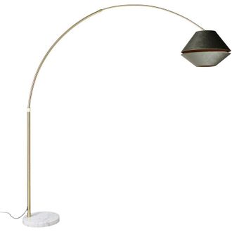 QAZQA Brass Arc Lamp with White and Double Velvet Shade Green - xxl