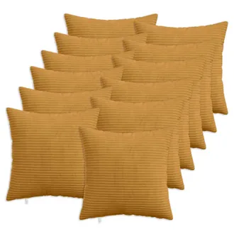 vidaXL Federa 12 Pcs Heerlen Giallo 45 X 45 Cm Corduroy Vidaxl