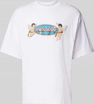 Review T-Shirt mit Label-Print in Weiss, Gr&ouml;&szlig;e M