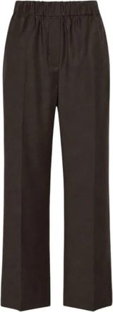Max Mara Rechte Flanel Broek - Dames - Wijde Broeken - Bruin - M - Wol - Broeken