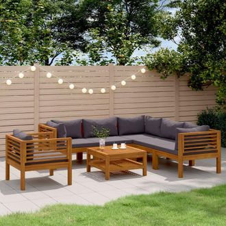vidaXL Muebles De Jard&iacute;n 7 Pzas Cojines Madera Maciza De Acacia Vidaxl