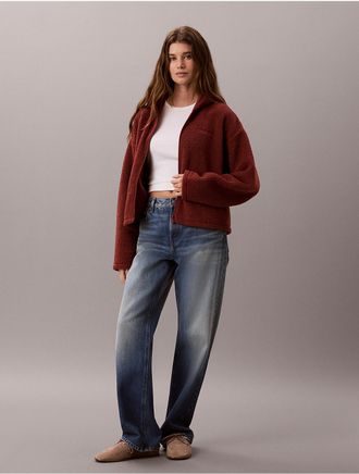 Calvin Klein Calvin Klein Womens Sherpa Zip Hoodie - Red - XL