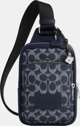 Coach Mens Racer Sling Pack In Signature Canvas With Charms - Dark Blue - One Size