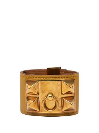 Herm&egrave;s 2000-2025 Leather and Gold Plated Collier de Chien Bracelet T3 costume bracelet - women - Calf Leather/Gold Plated/Leather - One