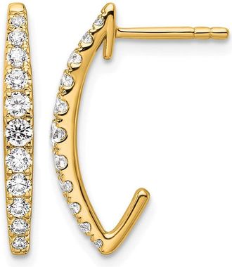Diamond2Deal 14k Gold 1/2 ct Lab Grown Diamond J- Hoop Earrings VS Clarity, D-E Color