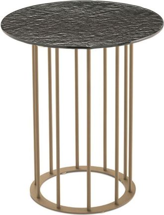 Capodarte Capodarte - Tavolino tondo D45 cm con base in metallo Beige e piano in vetro martellato Fume mute