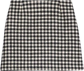 Ami Short Skirts, female, Multicolor, M, Houndstooth Wool Mini Skirt