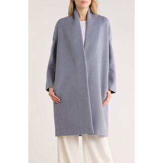 Vince Collarless Wool Blend Longline Coat in Piero Blue at Nordstrom Rack, Size X-Small