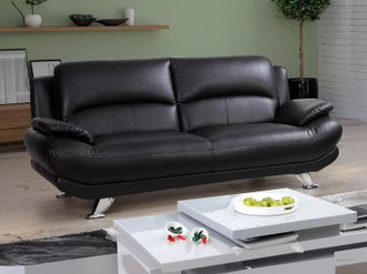 Vente-Unique Divano 3 posti in similpelle Nero - MUSKO