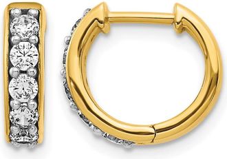 Diamond2Deal 14k Yellow Gold 1/2 ct Lab Grown Diamond Hinged Hoop Earrings VS Clarity, G-H Color