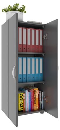 ebuy24 Armario De Oficina Vcm Con 3 Compartimentos Armario De Archivo Moderno Con Puertas Giratorias Dimensiones Aprox. Al. 108 X An. 49 X T. 34 Cm - Ulas 3 