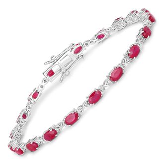 Diana M. Jewels Mozambique Ruby ( Better ) Oval 5x3mm - 19Pcs + White Diamond F/C Round 1.10mm( I1-I2/I color ) - 38Pcs ( Box Lock With Double Safety )