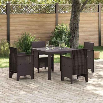 vidaXL Conjunto De Comedor De Jard&iacute;n 5 Pcs Marr&oacute;n Ratan Polt Vidaxl