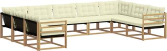 vidaXL Conjunto De Sof&aacute;s De Exterior 9 Uds. Blanco Y Crema Vidaxl