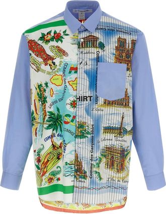 Comme Des Garçons Camicia in cotone con stampa - Blu